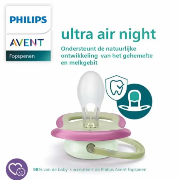 Avent Ultra Air Fopspeen - Nacht - 0-6 Mnd - 2 Stuks