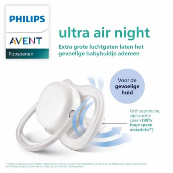 Avent Ultra Air Fopspeen - Nacht - 0-6 Mnd - 2 Stuks