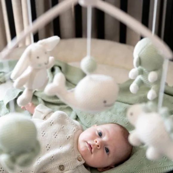 Baby's Only Animals Muziekmobiel - Laurel Green / Warm Linen