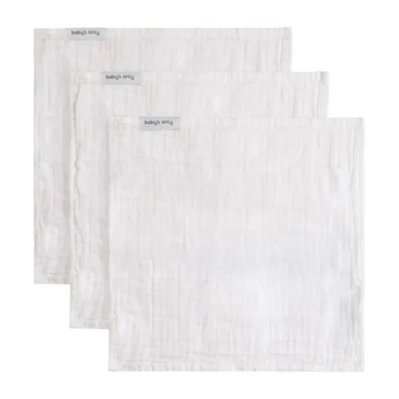 Baby's Only Tender Monddoekje - 3-Pack - 30x30cm - Beige / Linen