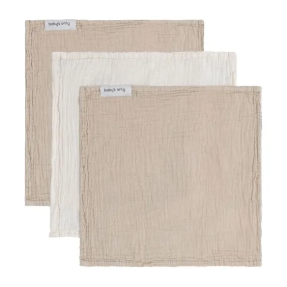 Baby's Only Tender Monddoekje - 3-Pack - 30x30cm - Beige / Linen