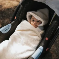 Bamboom Hooded Baby Wrap Blanket - 75x75 cm - Teddy - Sand