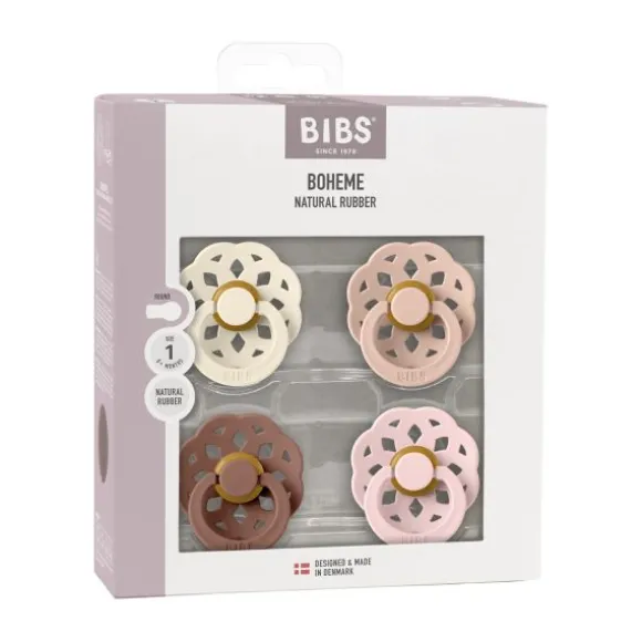 Bibs Boheme Fopspeen - 4 Pack - Size 1 - Ivory/Blush/Woodchuck/Blossom