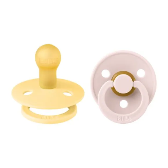BiBs Colour Fopspeen - Rond - 2 Stuks - 0-6 Mnd - Pale Butter/Petal