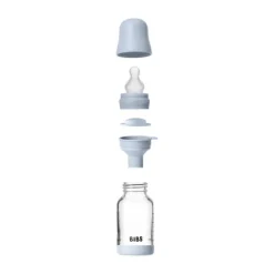 BIBS Fles - Slow Flow - 120 ml - Silicone/Glas - Baby Blue