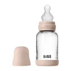 BIBS Fles - Slow Flow - 120 ml - Silicone/Glas - Baby Blue