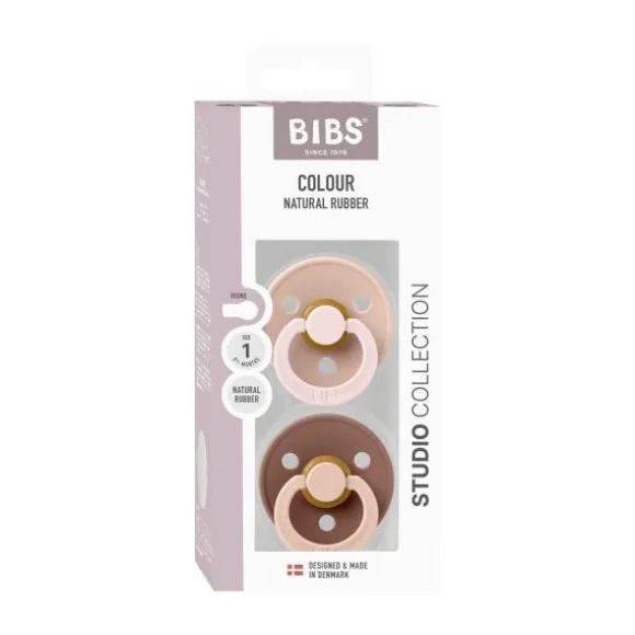 BiBs Studio Fusion Fopspeen - Rond - 2 Stuks - 0-6 Mnd - Blush/Woodchuck