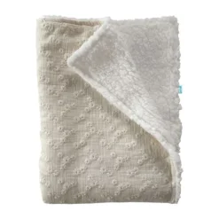 Bink Bedding Wiegdeken Dubbelzijdig 75 x 100 cm - Esmee Ecru / Sherpa Offwhite