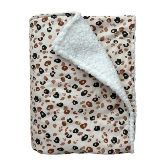 Bink Bedding Wiegdeken Dubbelzijdig 75 x 100 cm - Leopard / Sherpa Beige