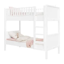 Bopita Stapelbed 90×200 met Rechte Trap Nordic - Wit