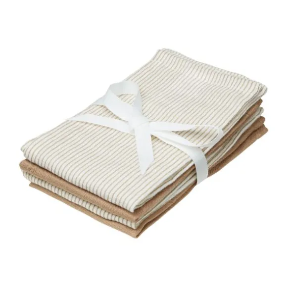 Cam Cam Copenhagen Classic Stripes Washand - 4 Stuks - Camel