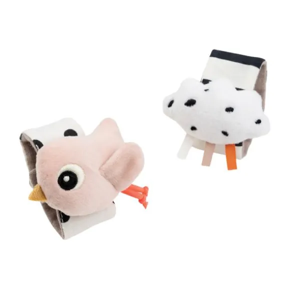 Done by Deer Happy Clouds Polsrammelaar – Set van 2 stuks - Poederroze