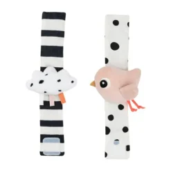 Done by Deer Happy Clouds Polsrammelaar – Set van 2 stuks - Poederroze