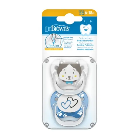 Dr. Brown's Animal Faces Fopspeen Fase 2 Blauw