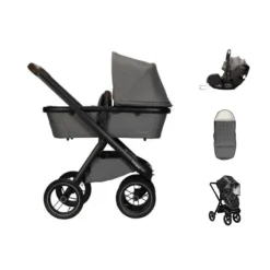 Dubatti One E5 Kinderwagen 3-in-1 - Black / Dark Brown - Grey | Dubatti by Britax Römer BABY-SAFE 5Z2 Autostoel - Storm Grey