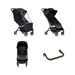 Dubatti Smart Buggy - E2 - Brown / Taupe | Regenhoes Buggy | Summer Seatliner | Bumper Bar Zwart