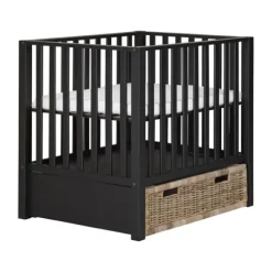 Europe Baby Mees Box Met Rieten Lade Mat Zwart
