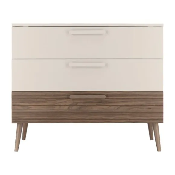 Europe Baby Sev Babykamer Oatmeal/Walnoot | Ledikant 60x120 + Commode