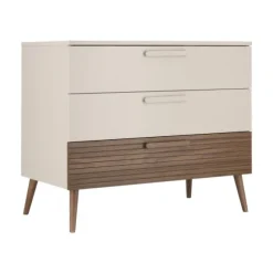 Europe Baby Sev Babykamer Oatmeal/Walnoot | Ledikant 60x120 + Commode