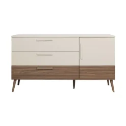 Europe Baby Sev Babykamer Oatmeal/Walnoot | Ledikant 60x120 + Commode