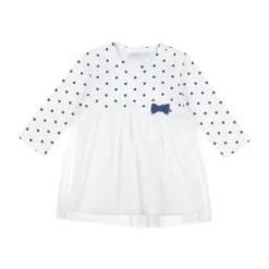 Feetje Classic Stip/Tule Jurkje Wit Mt. 68