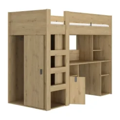 Gautier Lugano Hoog Bed - 90x200 cm - Gebleekte Helvezia Eik