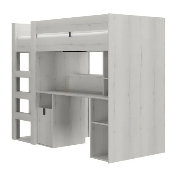 Gautier Lugano Hoog Bed - 90x200 cm - Gebleekte Helvezia Eik