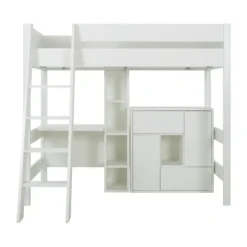 Gautier Mezzanine Tiny Bed - 90 x 200 cm - Wit/Eik
