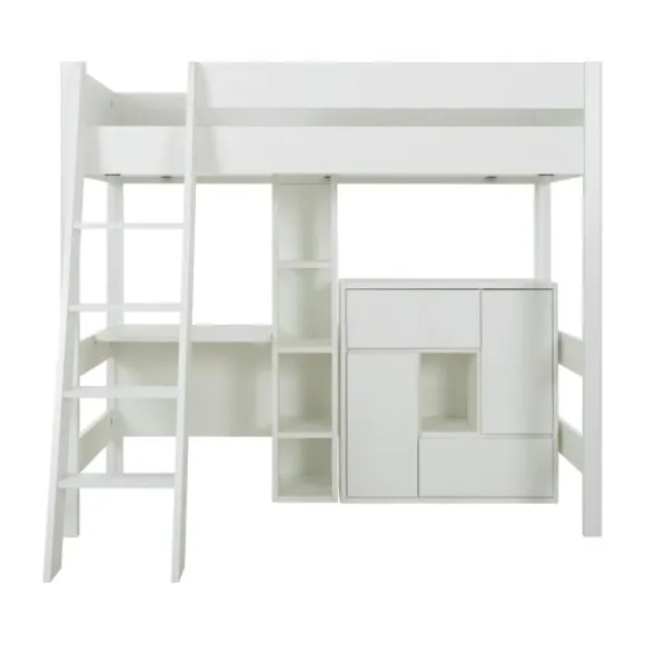 Gautier Mezzanine Tiny Bed - 90 x 200 cm - Wit/Eik