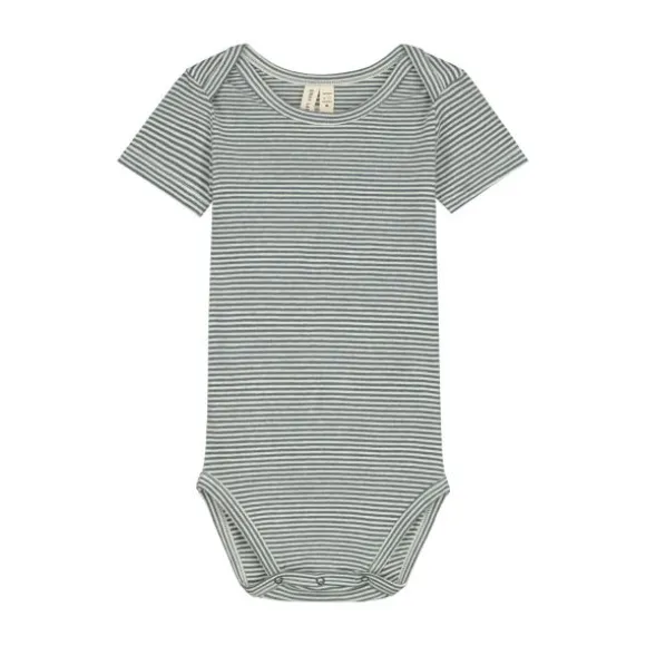 Gray Label Romper - Blue Grey / Cream - 3-6 Mnd