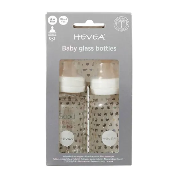 Hevea Glazen Fles 120 ml 2 Stuks