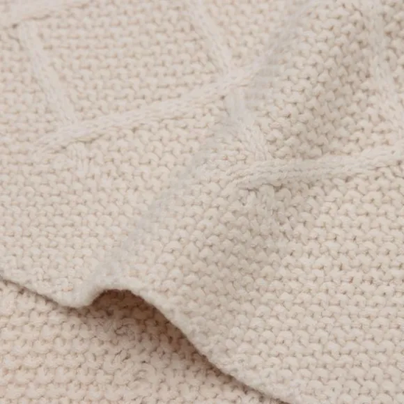 Jollein Check Knit Ledikantdeken - 100 x 150 cm - Oatmeal