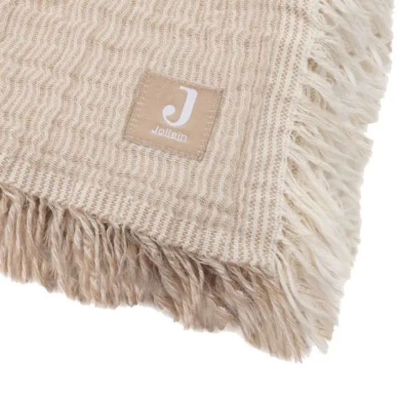 Jollein Deken Wieg - 75 x 100 cm Fringe Stripe Biscuit/Ivory GOTS