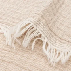 Jollein Deken Wieg - 75 x 100 cm Fringe Stripe Biscuit/Ivory GOTS