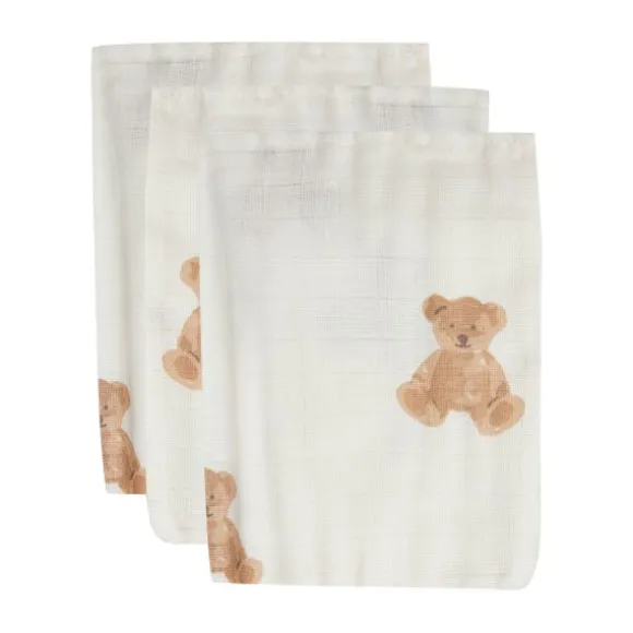 Jollein Teddy Bear Hydrofiel Washandje 3 Stuks