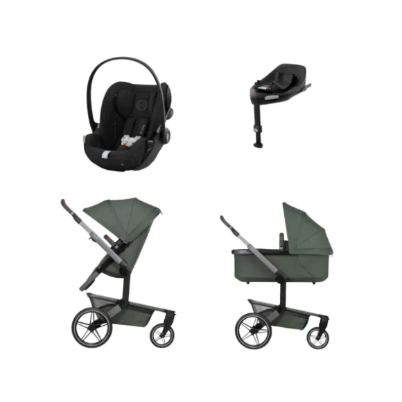 Joolz Day 5 Kinderwagen 4-in-1 - Stone Grey | Cybex Cloud T Plus Autostoeltje - Sepia Black | Cybex Base T - Black
