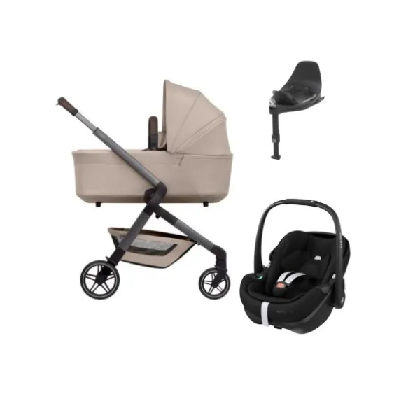 Joolz Hub 2 Kinderwagen 2-in-1 - Sandy Taupe | Joolz X Maxi-Cosi Pebble 360 Pro 2 Autostoeltje | Maxi-Cosi FamilyFix 360 Pro