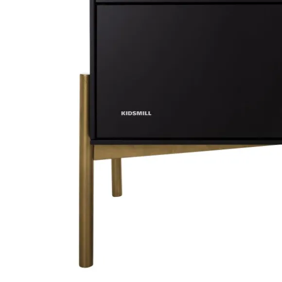 Kidsmill Boutique Babykamer Zwart / Brass | Bed 60 x 120 cm + Commode + Kast 2-Deurs