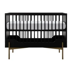 Kidsmill Boutique Babykamer Zwart / Brass | Bed 60 x 120 cm + Commode + Kast 2-Deurs
