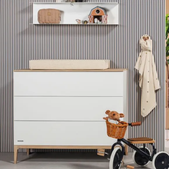 Kidsmill Intense II Babykamer Mat Wit / Eiken | Ledikant 60 x 120 cm + Commode