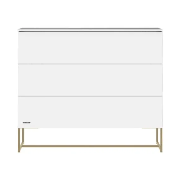 Kidsmill Intense II Babykamer Wit / Patinated Brass | Ledikant 60 x 120 cm + Commode