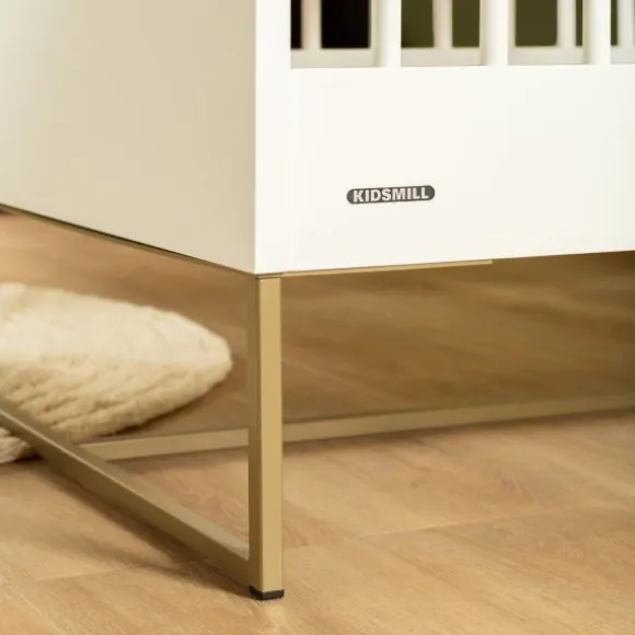 Kidsmill Intense II Babykamer Wit / Patinated Brass | Ledikant 60 x 120 cm + Commode