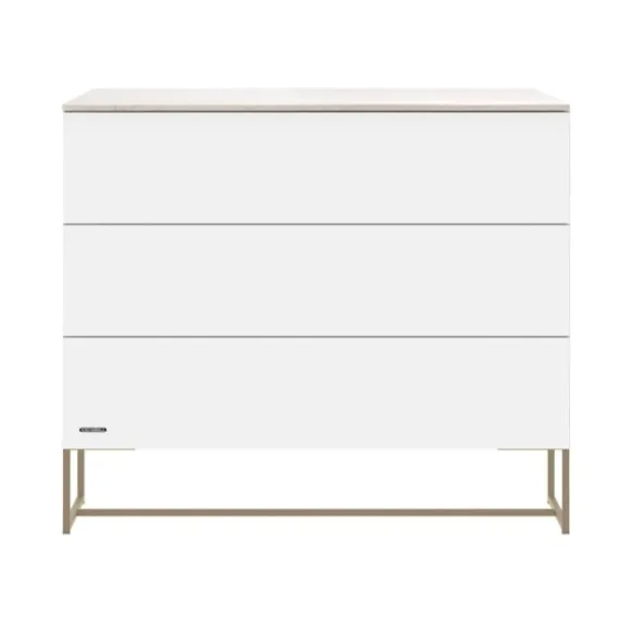 Kidsmill Intense II Babykamer Wit / Patinated Brass | Ledikant 60 x 120 cm + Commode