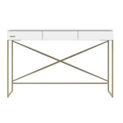 Kidsmill Intense II Kinderkamer Wit / Patinated Brass | Bedbank 90 x 200 cm + Bureau