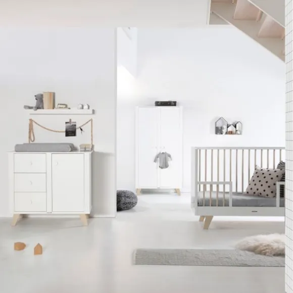 Kidsmill Lars Babykamer Wit / Naturel | Bed 60 x 120 cm + Commode
