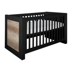 Kidsmill Long Island Babybed Zwart / Oldwood 60 x 120 cm