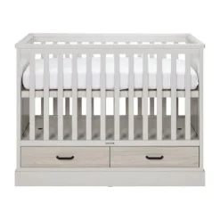 Kidsmill Newport Babykamer Incl. RVS Grepen - Oatmeal / Eiken | Ledikant 60 x 120 cm + Commode + Kast