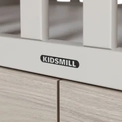 Kidsmill Newport Ledikant 60 x 120 cm - Incl. Zwarte Grepen - Oatmeal / Eiken