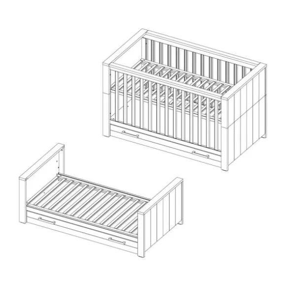 Kidsmill Sem Nautic Babykamer Grijs | Bed 60 x 120 cm + Commode