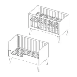 Kidsmill Sixties Babybed Wit Mat / Walnoot 70 x 140 cm